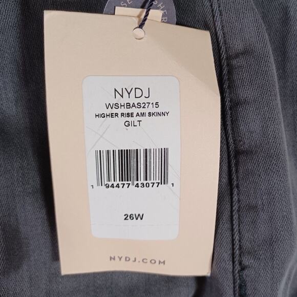 NYDJ Higher Rise AMI SKINNY Jeans Plus Size 26W Gilt Gray Wash Lift Tuck NEW - Picture 5 of 8